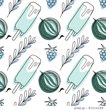 contour and spot seamless pattern, a set of summer sweets 91514169