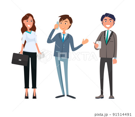Man Meeting with Businesswoman and Businessman 91514491