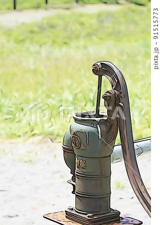 パステル調　”手押しポンプ”　イラストイメージ 91515773