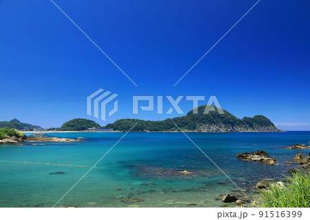 竹野・海岸道路から猫崎半島を望む 91516399