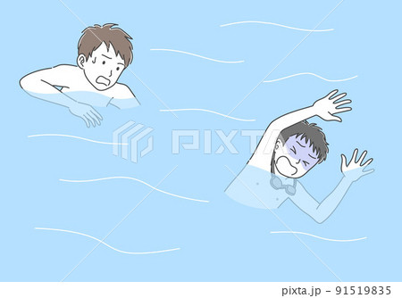 川や海で溺れる男性を救助する人 川や海で溺れる男性を救助する人 91519835