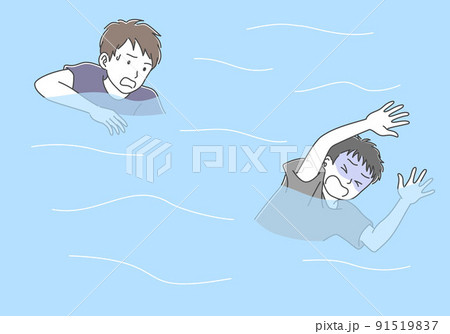 川や海で溺れる男性を救助する人 91519837