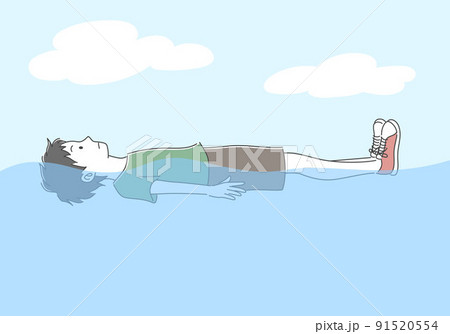 水に浮く男性のイラスト素材 91520554