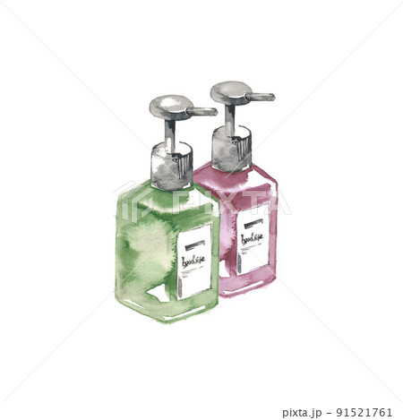 緑と紫のプッシュ式ボトル、素材 91521761