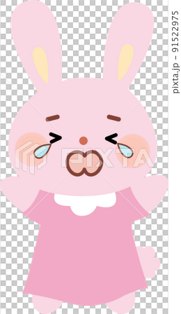 Rabbit with a crying face, whole body expression Rabbit with a crying face, whole body expression 91522975