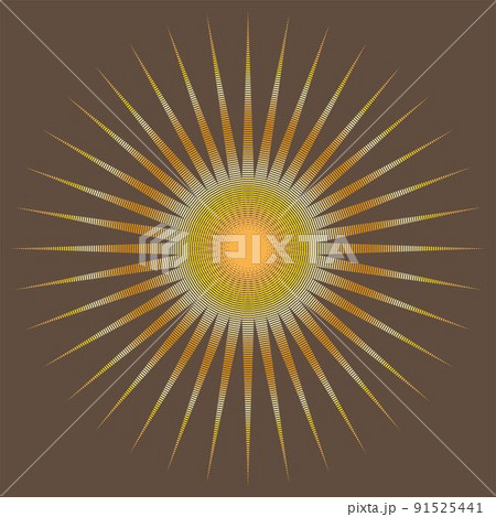 まぶしく輝くシンプルで抽象的な太陽のイラスト 91525441