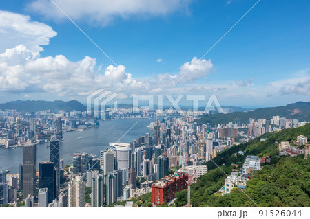 view of the HK Victoria Harbour in a clear sky day 1 May 2022 view of the HK Victoria Harbour in a clear sky day 1 May 2022 91526044