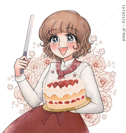 昭和50年代の少女漫画風・かわいい洋菓子店の店員さん 昭和50年代の少女漫画風・かわいい洋菓子店の店員さん 91526141