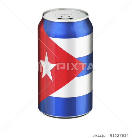 Cuban flag painted on the drink metallic can. 3D rendering Cuban flag painted on the drink metallic can. 3D rendering 91527634