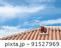 琉球家屋とシーサーと空 91527969