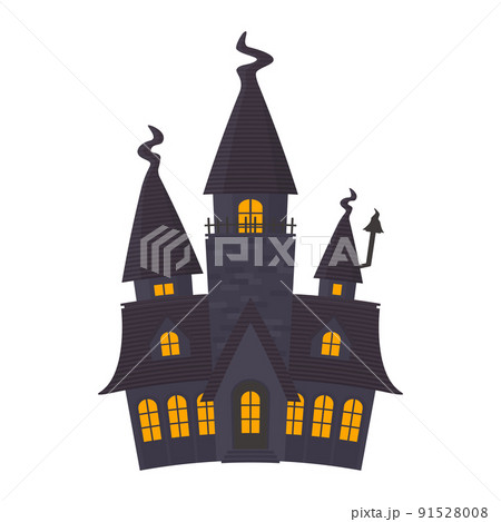 ハロウィンのホラーハウスのイラスト 91528008