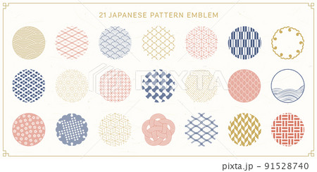 和柄と文様のシンボルとフレームコレクション 91528740
