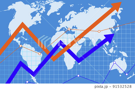 World increase economic, up trend arrow, bull market, global development 91532528