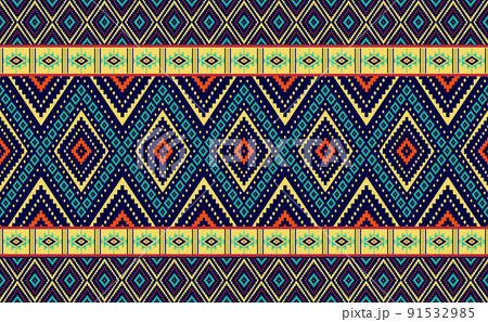Geometric ethnic pattern, Embroidery handcraft motif background, Vector fashion aztec abstract for digital print Geometric ethnic pattern, Embroidery handcraft motif background, Vector fashion aztec abstract for digital print 91532985
