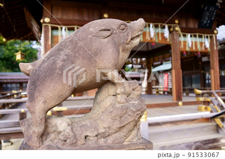 護王神社の狛イノシシ(京都市上京区) 護王神社の狛イノシシ(京都市上京区) 91533067