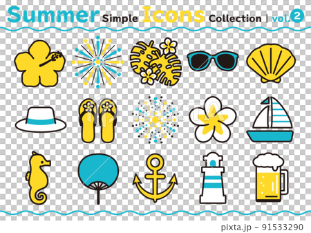 簡單可愛的夏日圖標集 vol.2 簡單可愛的夏日圖標集 vol.2 91533290