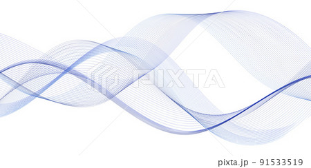 Blue wave swoosh isolated. Flowing sea water, air wind dynamic flowing swirl curve lines. Modern trendy design element for banner border decoration. Vector illustration on shite background. 91533519