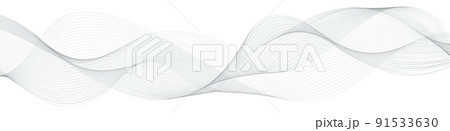 Undulate swirl wve swoosh. Gray curve lines. Air wind veil transparent isolated on white background. Frequency sound wave. Vector illustration. 91533630