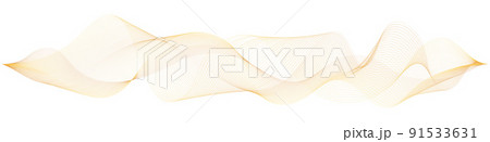 Undulate wave swirl swoosh, iridescent color flow. Smooth orange and yellow wavy curve lines. Modern trendy design element. Isolated on white background. Vector illustration. 91533631