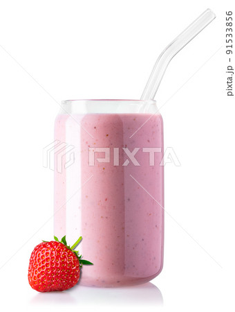 Strawberry Smoothie Mason Jar Closed Lid Stock Photo 662447935