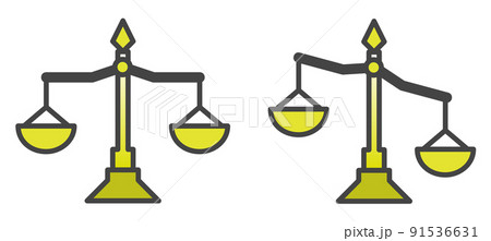 重さを正確に比較する天秤のイラスト 重さを正確に比較する天秤のイラスト 91536631