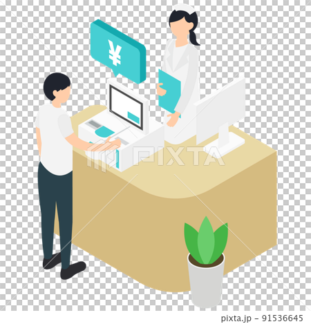患者和護士在自助結賬時記賬 91536645