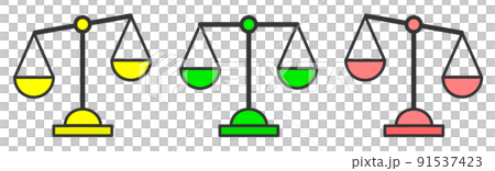 重量を正確に比較する天秤のイラスト 重量を正確に比較する天秤のイラスト 91537423