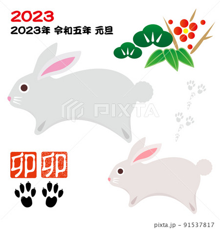 年賀状素材 卯年 卯 兎 干支 お正月 年賀状素材 卯年 卯 兎 干支 お正月 91537817