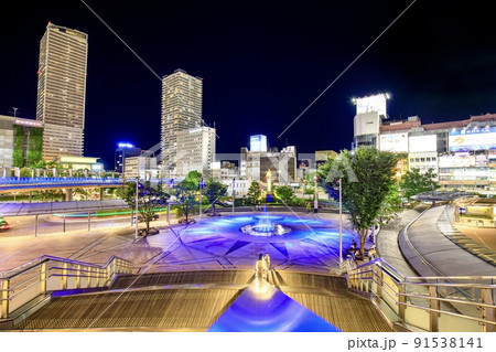 岐阜市 夜の岐阜駅前広場 岐阜市 夜の岐阜駅前広場 91538141
