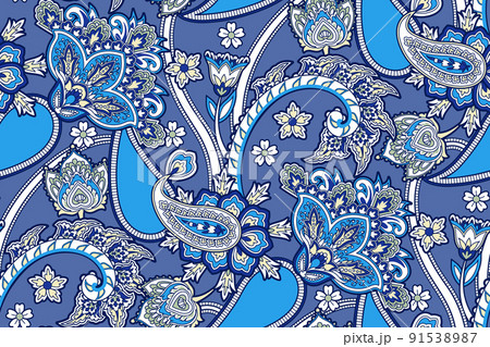 Vintage textile with flower decorative and painted paisley in traditional motif , modern background 91538987