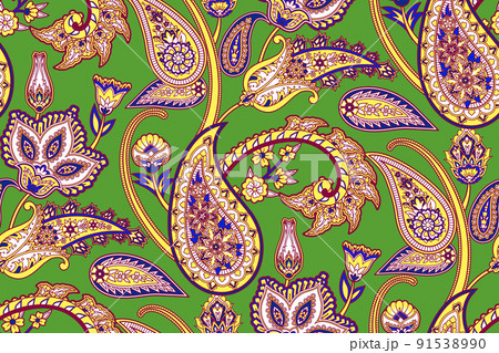 Vector illustration with ornate vector and abstract paisley in floral style , folklore ornament Vector illustration with ornate vector and abstract paisley in floral style , folklore ornament 91538990