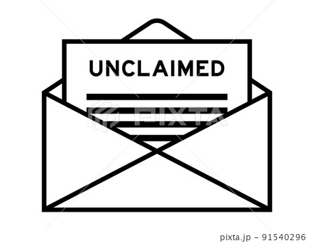 Envelope and letter sign with word unclaimed as the headline 91540296