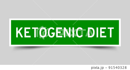 Green color square shape sticker label with word ketogenic diet on gray background Green color square shape sticker label with word ketogenic diet on gray background 91540328