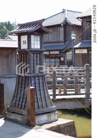 佐原の町並みと時計台 91540626