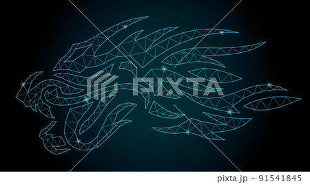 Low poly art with colorful shiny dragon head 91541845