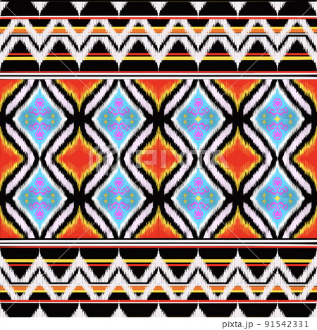 Geometric ethnic oriental pattern traditional Design for background carpet wallpaper clothing wrapping Batik fabric illustration embroidery style Geometric ethnic oriental pattern traditional Design for background carpet wallpaper clothing wrapping Batik fabric illustration embroidery style 91542331