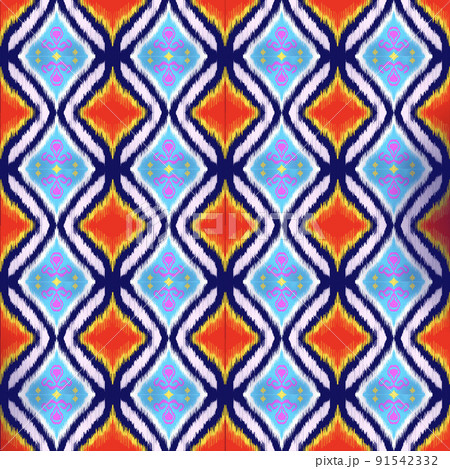 Seamless abstract ikat pattern. background carpet wallpaper clothing wrapping Batik fabric Vector illustration. embroidery style. Seamless abstract ikat pattern. background carpet wallpaper clothing wrapping Batik fabric Vector illustration. embroidery style. 91542332
