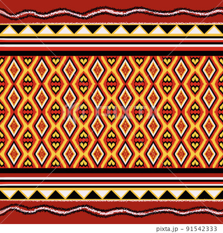 Geometric ethnic oriental pattern traditional Design for background carpet wallpaper clothing wrapping Batik fabric illustration embroidery style 91542333