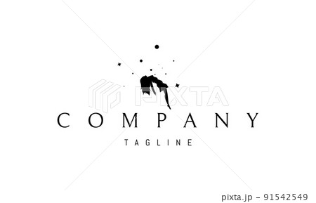 Vector logo on which an abstract image of a girl floating in a dream against the background of stars. Vector logo on which an abstract image of a girl floating in a dream against the background of stars. 91542549