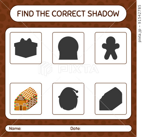 Find the correct shadows game with gingerbread cookie. worksheet for preschool kids, kids activity sheet Find the correct shadows game with gingerbread cookie. worksheet for preschool kids, kids activity sheet 91542785