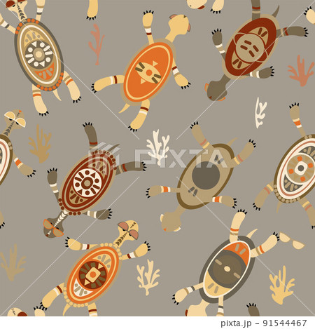 seamless pattern without background colorful sea turtles and sunglasses 91544467