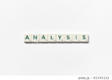 Analysis formed of scrabble tiles on white background. Analysis formed of scrabble tiles on white background. 91545132