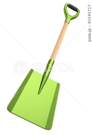 Garden shovel with wooden handle on white background, summer camping concept 91545717