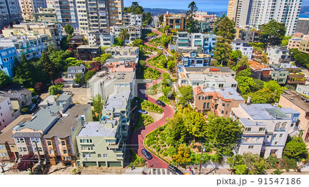 San Francisco stunning wavy Lombard Street from above 91547186