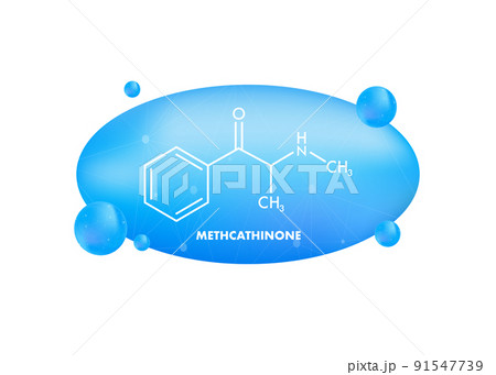 METHCATHINONE formula for medical design. METHCATHINONE chemical formula on white background. 91547739
