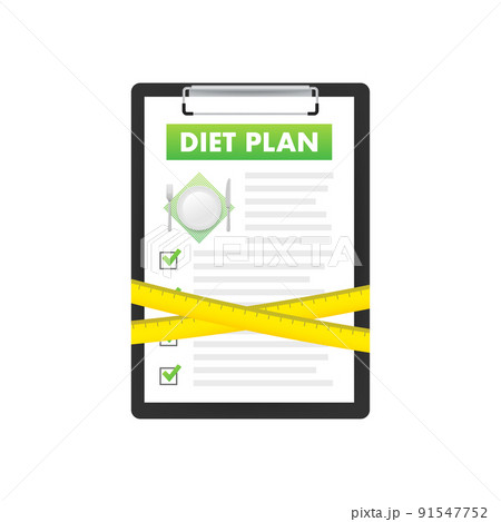 Diet plan on white background. Health lifestyle, fitness. Top view 91547752