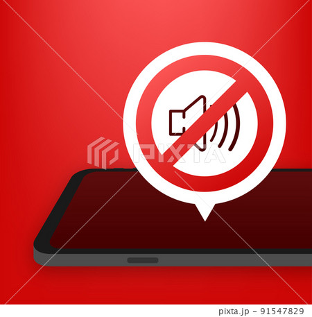 No sound phone. Telephone call. Cell phone vector icon. Device icon. Vector stock illustration. 91547829