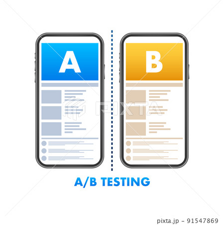 AB testing, split test. Bug Fixing, User Feedback. Homepage landing page template. Vector stock illustration. 91547869