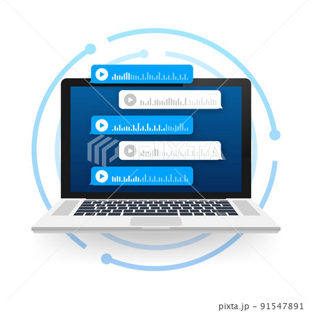 Voice, Record Audio message, speech bubble. Messenger chat screen. Vector stock illustration. 91547891