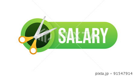 Salary cut green image. Business concept. Business icon. Flat design. 91547914